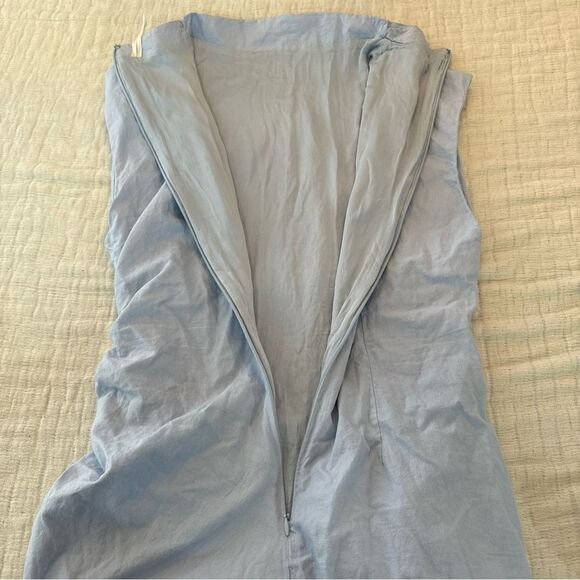 Anthropologie The Linen Maya Ruched Cowl-Neck Dress: Mini Edition Blue Large - Picture 10 of 11